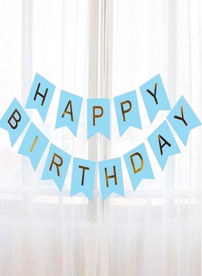 Skywalk Set of 2 Happy Birthday Banner Bunting Flag/Banner for Birthday Reception/Birthday Decoration Material (WHITE & BLUE) - Image 5